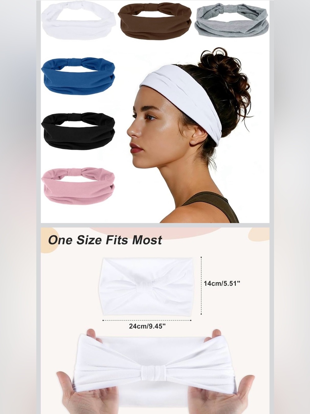 Versatile Women's Stretch Headband - White, Black, Blue, Pink Set of 6 NEW